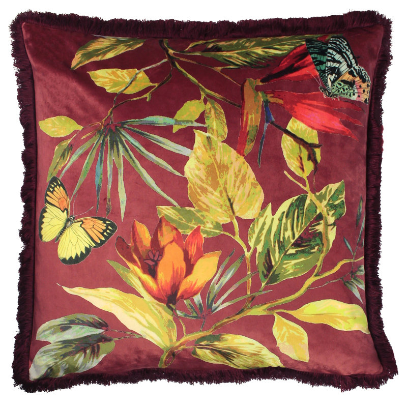 Floral Scatter Cushion, Berry, Polyester