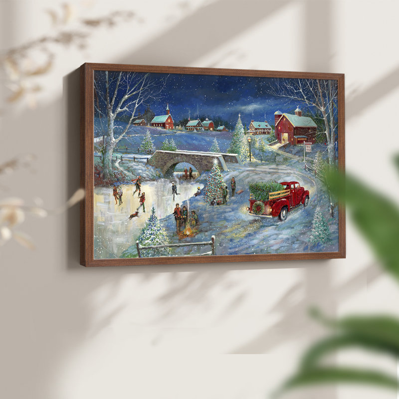 Warm Holiday Memories -Framed Print - Restickable, H 8 po x l 10 po, Noyer