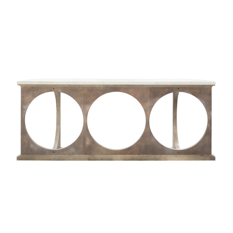 Cream Faux Concrete Top D Shape Entryway Console Table