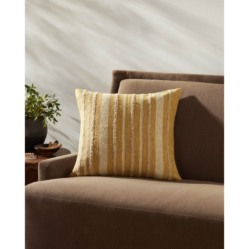 Amber Lewis x Loloi Elowen Pillow, Gold, 18" x 18", Down
