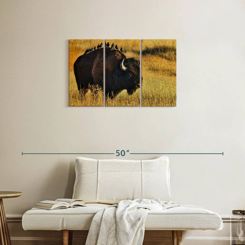 Brampt Birds On Bison, 20" H x 33" W