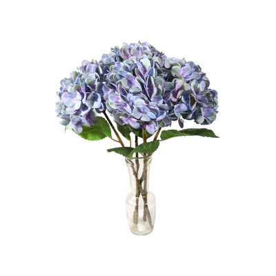 Tige d'hortensia artificielle 17,75 po avec 8 po de fleurs - Faux fleur mauve réaliste pour la décoration intérieure, les bouquets et les arrangements floraux