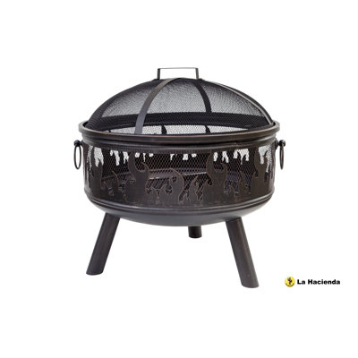 La Hacienda Bronze Wildfire Steel Firebowl With Grill - W 61 cm x H 61 cm