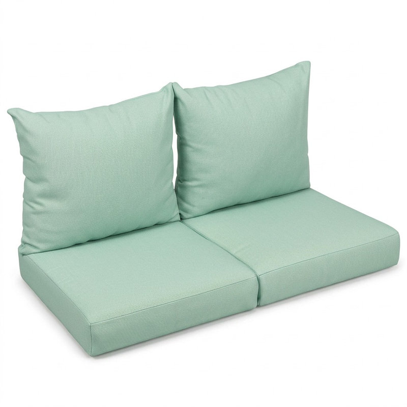 Sunbrella Outdoor Solid Loveseat Pillow and Cushion Set, 23 in W x 27 in D x 5 in H, Sunbrella - Canvas Spa