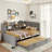 Upholstered Daybed With Trundle, Storage Shelves, Usb & Outlet And Vertical Striped Design-1728653166