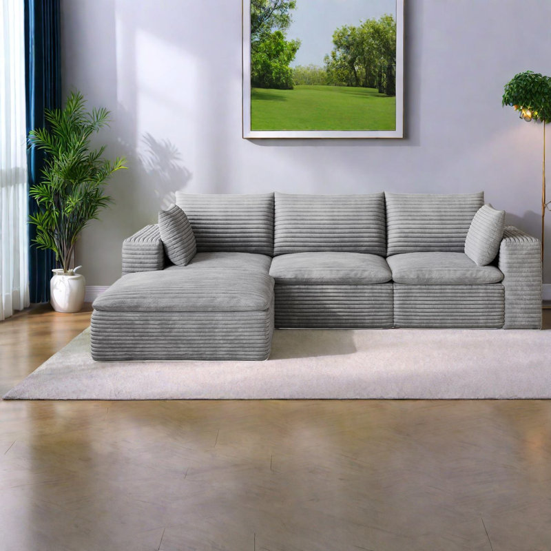 Canapés modernes à compression, canapé modulaire en velours côtelé de 102 pouces pour la maison