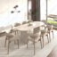 Kitchen extendable dining table for 4-8 people, oval kitchen table with wooden strip base for family living room