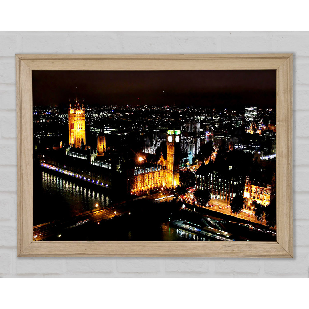 London Ariel Blick Nacht Lichter - Druck