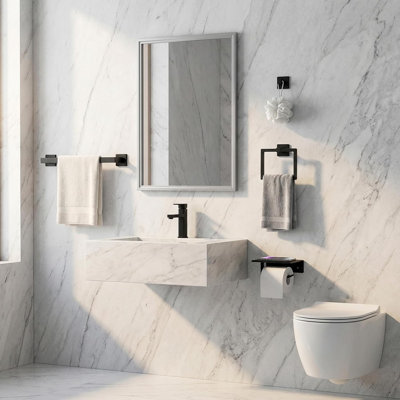 5-Pieces Matte Black Bathroom Accessories Set