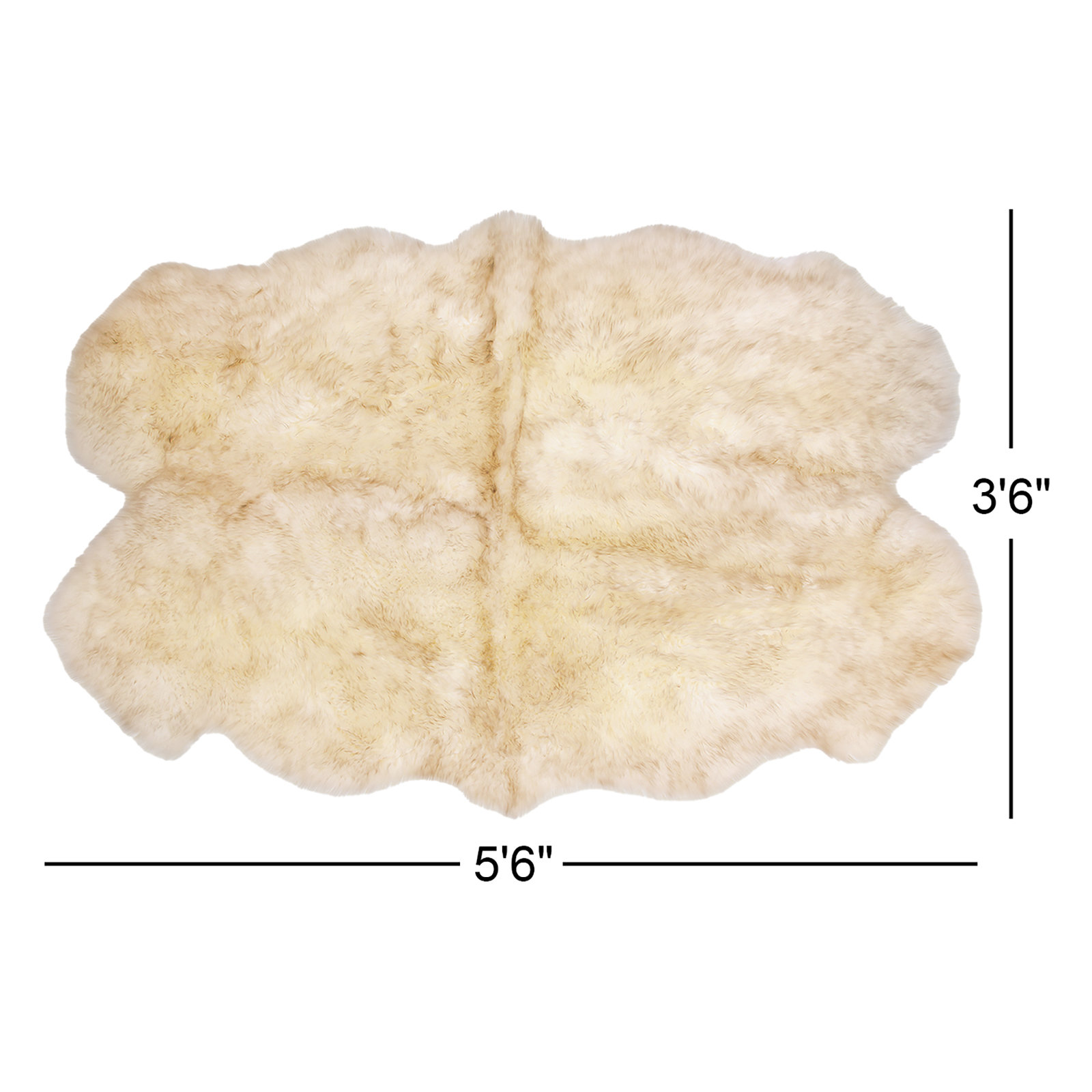 Heitz Yellow Cream Sheepskin Rug, Novelty 3'6" x 5'6"