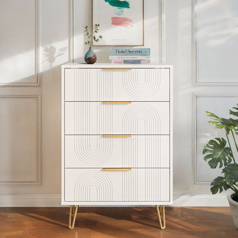 24" Modern Nightstand With 4 Drawers
