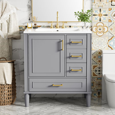 Meuble-lavabo simple 30 po avec comptoir en céramique
