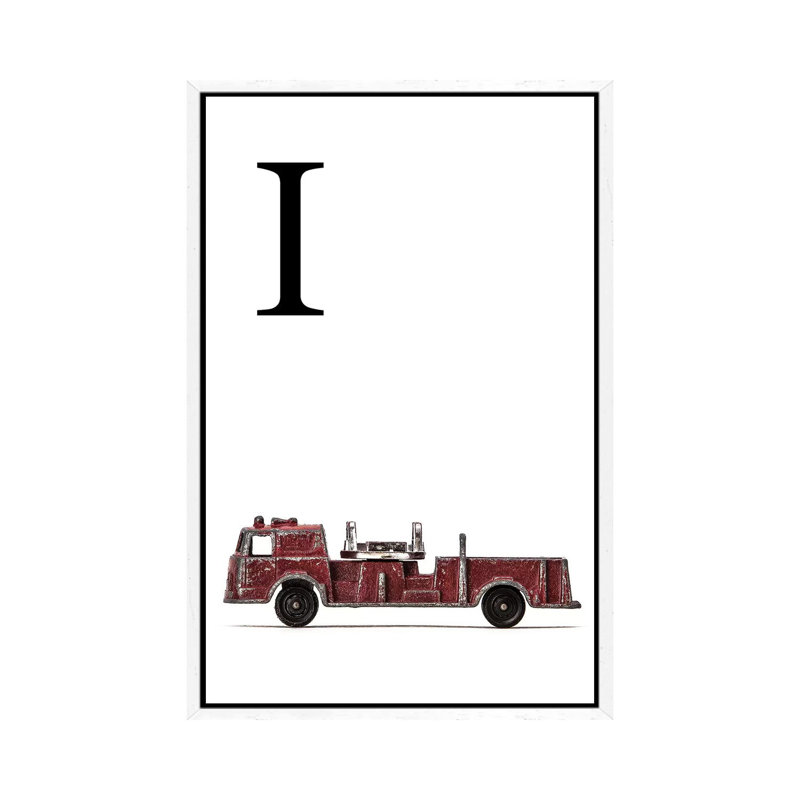 I Fire Engine Letter - Print on Canvas, 66.04 cm H x 45.72 cm W, White Framed