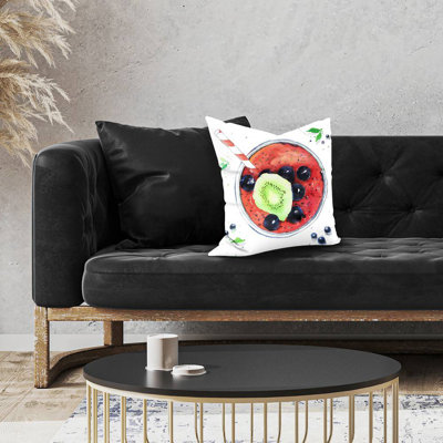 Berry smoothies - 18"x18" Throw pillow cover - Poly twill - Print on demand