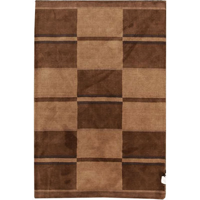 Wool Geometric Area Rug in Brown/Ivory