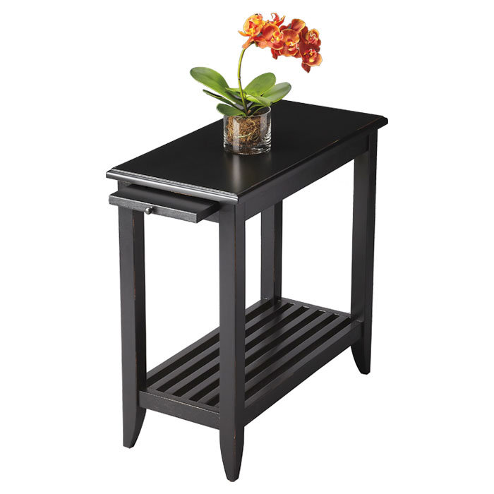 Parkhur End Table with Storage, Distressed Black Licorice