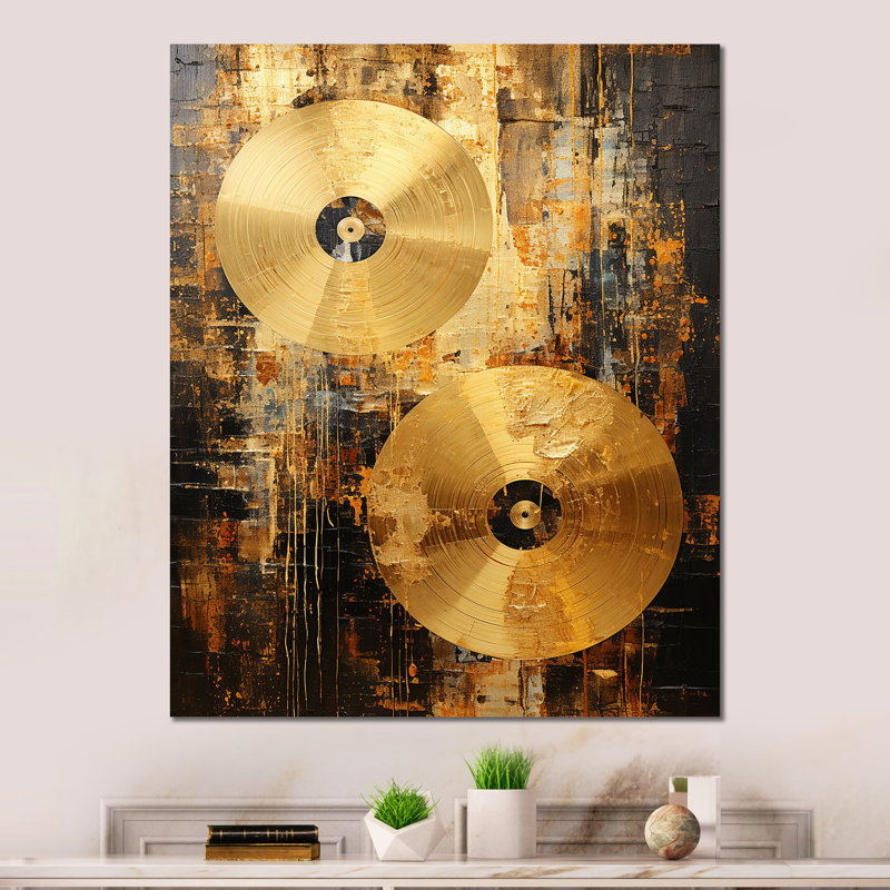 «Cymbal Symphony Gilded I» sur métal, H 20 po x l 12 po x P 1 po