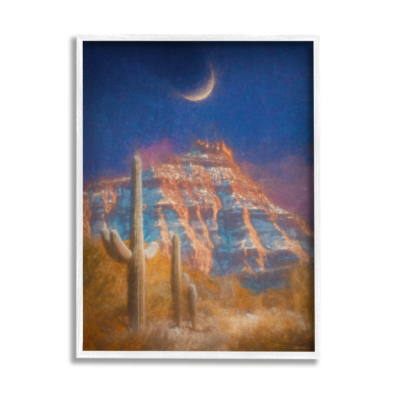 «Desert Canyon At Night On Wood» par Dan Meneely, reproduction, Giclée encadrée blanc bord de mer