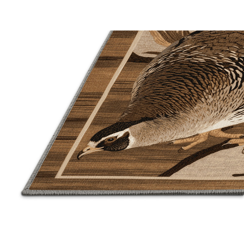 Washable Sharp tailed Grouse Birds Area Rug, Runner 2' x 4'