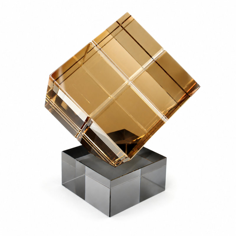 Sculpture de table moderne en cristal H 7,48 po