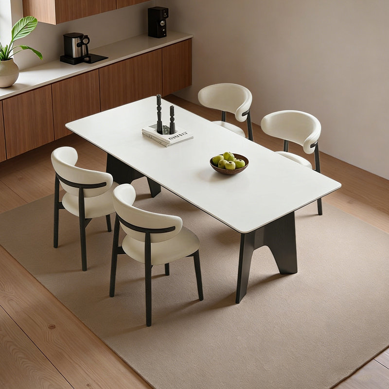 Table de salle à manger de luxe unique, 5 pièces: table, 4 chaises, H 29,52 po x l 55,11 po x P 31,49 po