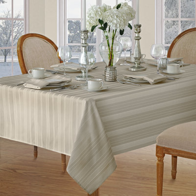 Robyn Striped Jacquard Polyester Square/Rectangle Tablecloth