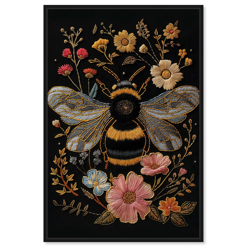 «Honeyed Herald I», toile rétro par botanique, H 16 po x l 11 po, Structure noire