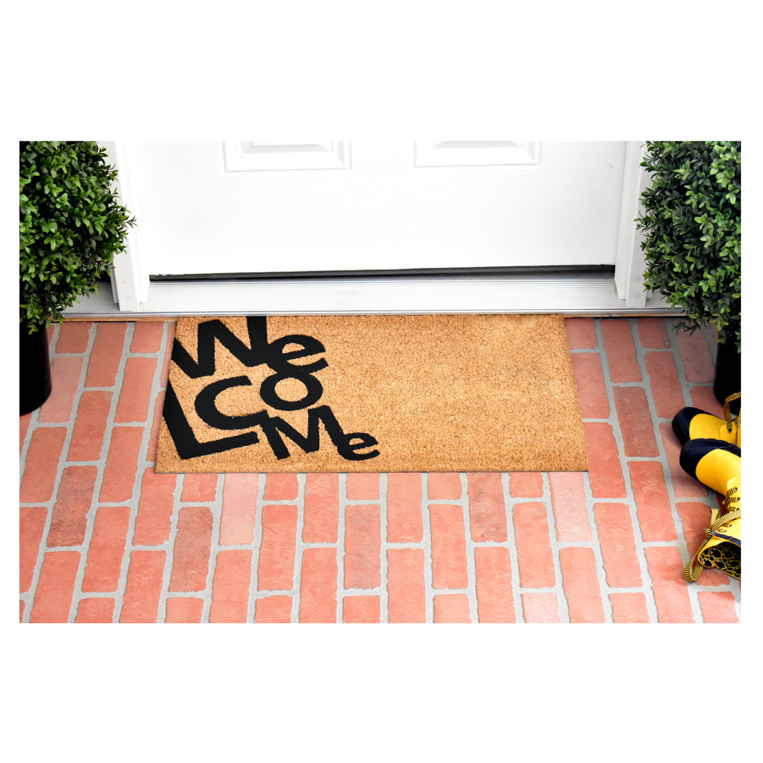 Kiai Angle Welcome Non-Slip Outdoor Door Mat Ebern Designs