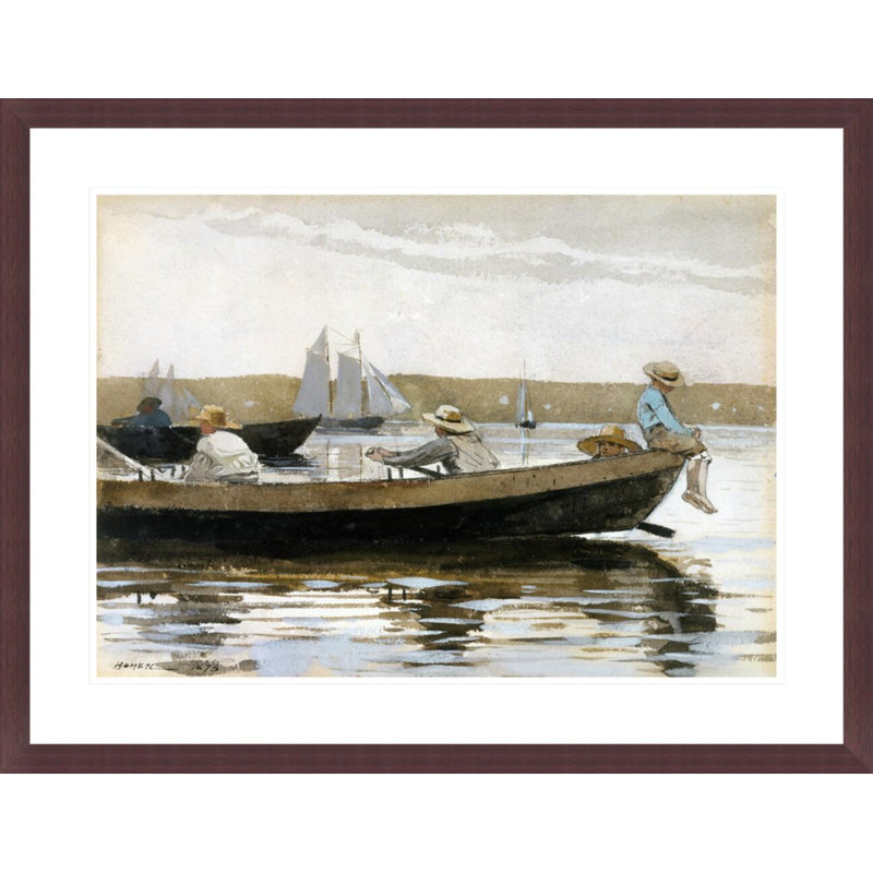 «Garçons dans un dory» par Winslow Homer - impression giclée encadrée, H 22,82 po x l 29,5 po