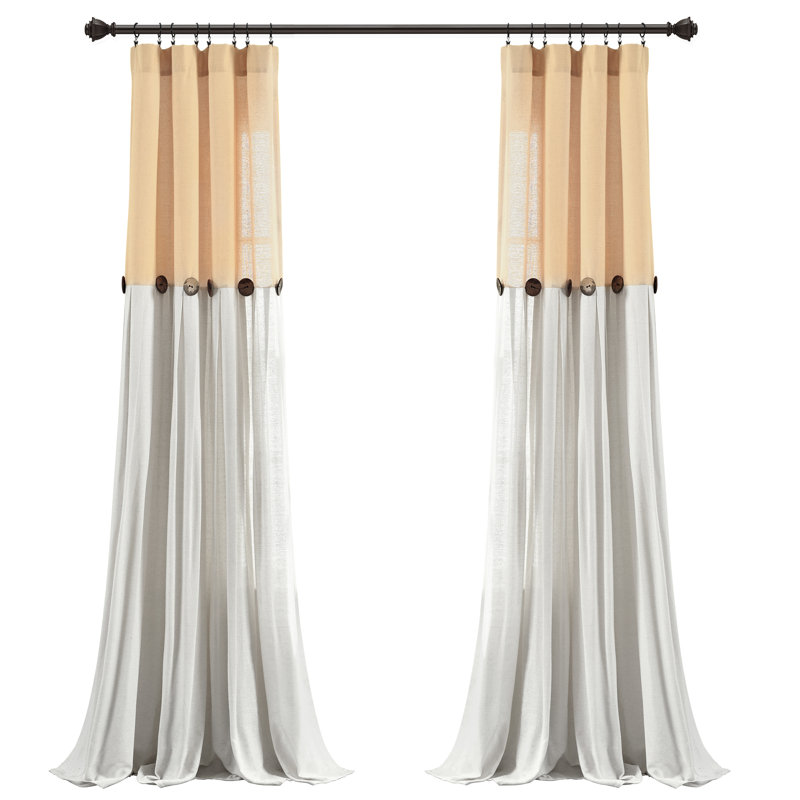 Panneau de rideau simple semi-diaphane avec passe-tringle Beckham, L 40 po x L 84 po, Gris foncé / Blanc