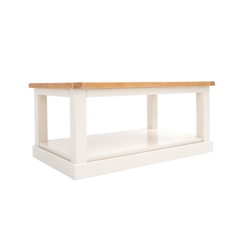 Harman Frame Coffee Table with Storage, Off-White/Pine Top