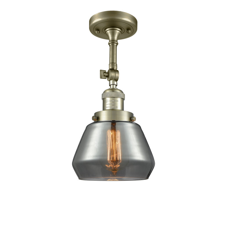 Rivka Glass Semi Flush Mount, Antique Brass, No Bulb Included, Plated Smoked