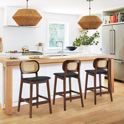 25" PU Upholstered Counter Height Bar Stool