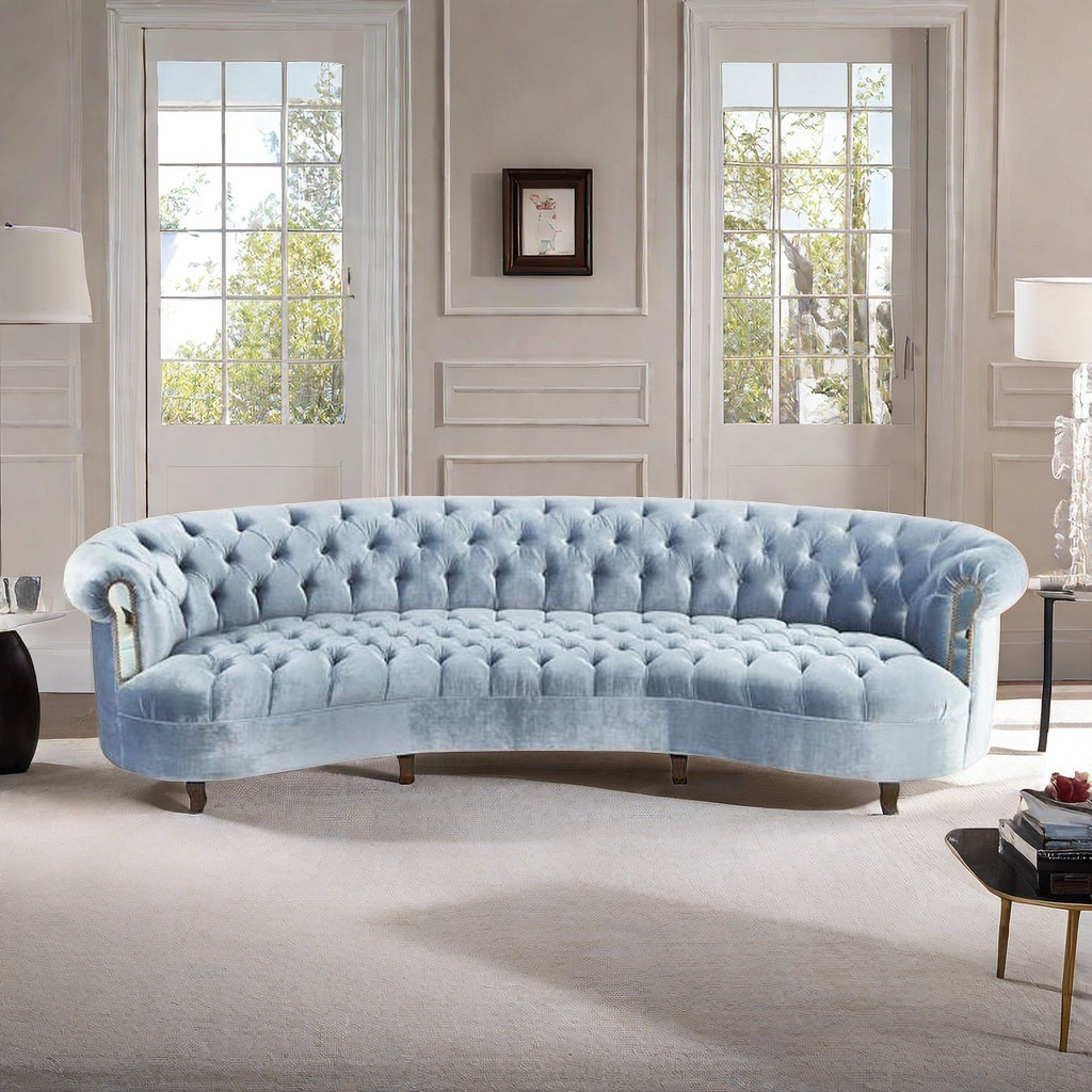 Danbenla design French Curved Blue Sofa - Wayfair Canada