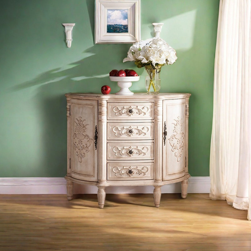 Buffet décoratif européen demi-rond, Blanc cassé
