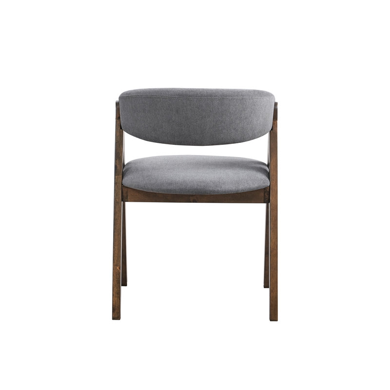 5 pièces de salle à manger en teinte noyer, 1 table ronde, 4 chaises d'appoint assorties, placage en tissu de bois et mousse