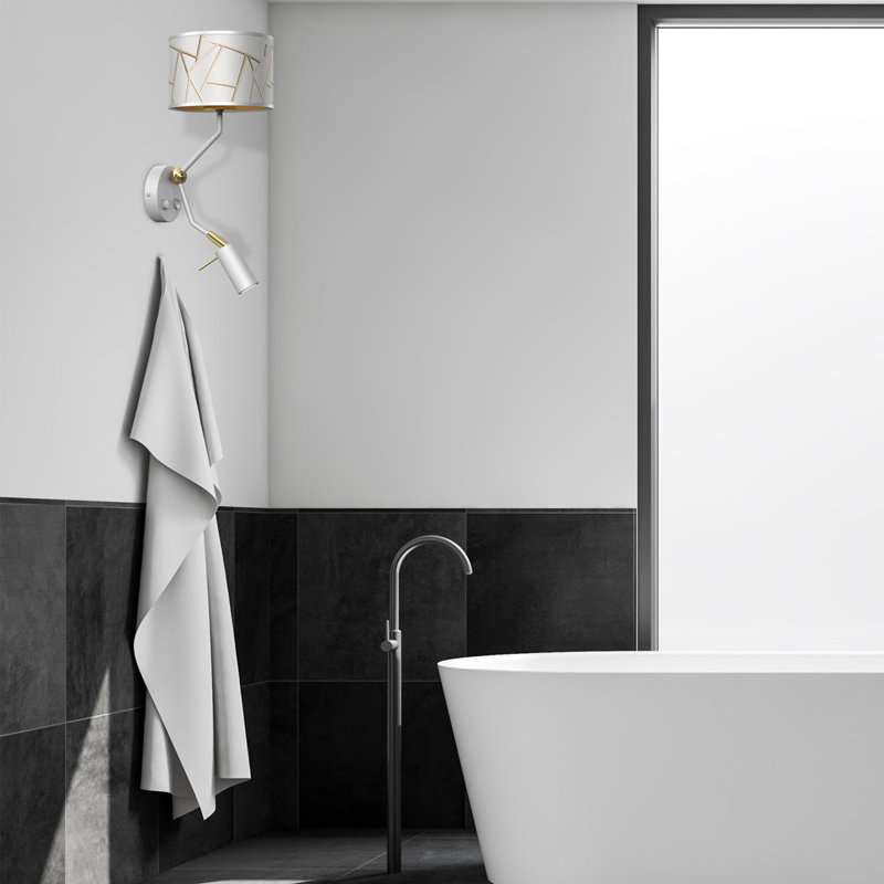 Ziggy Swing Arm Sconce, White, White/Gold