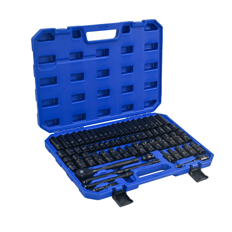 Ensemble de 67 outils pneumatiques et accessoires avec clés à cliquet, raccords rapides et tiges d'extension - Ensemble d'outils pneumatiques professionnels pour les mécaniciens et les amateurs de bricolage, noir / bleu