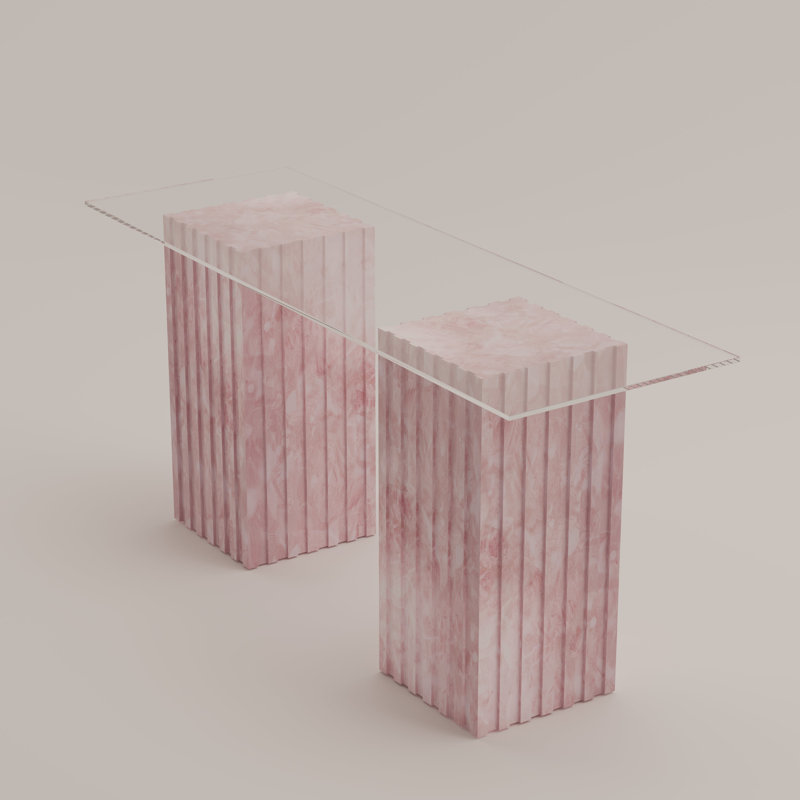 Cannelé Console Table, Pink Quartz