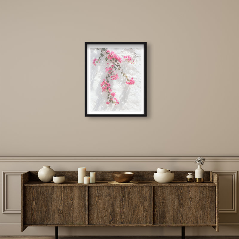 Santorini Blush Framed Graphic Art, 21.5"H x 17.5"W, Black Shadowbox
