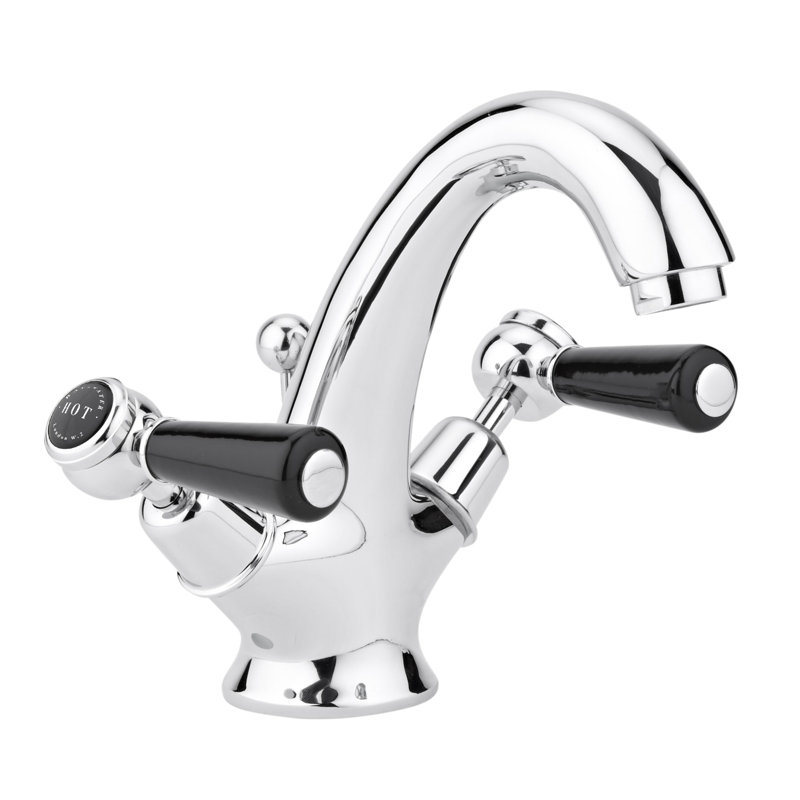 Solid Brass Mono Basin Mixer with Waste, Black