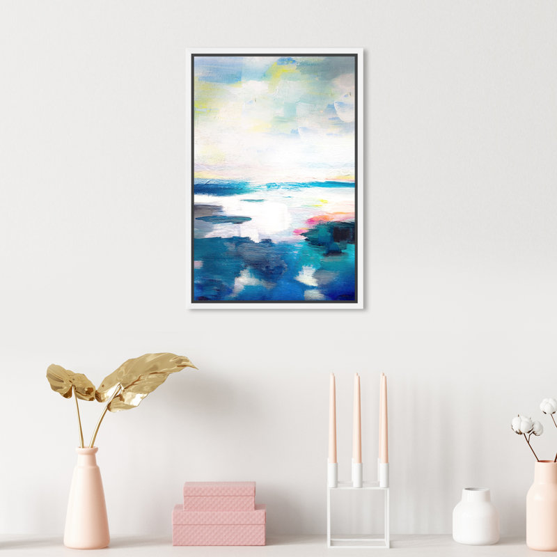 «Abstract Flow due» - Peinture, Toile blanche encadrée, H 15 po x l 10 po