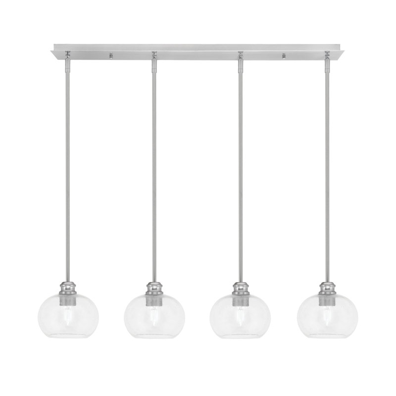 Edge 4 Light Linear Pendalier With 7" Glass, Brushed Nickel