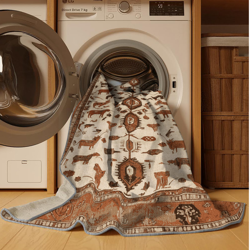 Tapis persan gris lavable à la machine, Carré 3 pi