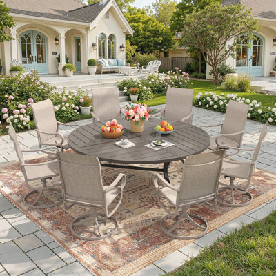 Ensemble de salle à manger d'extérieur 9 pièces pour terrasse avec fauteuil pivotant 9 pièces