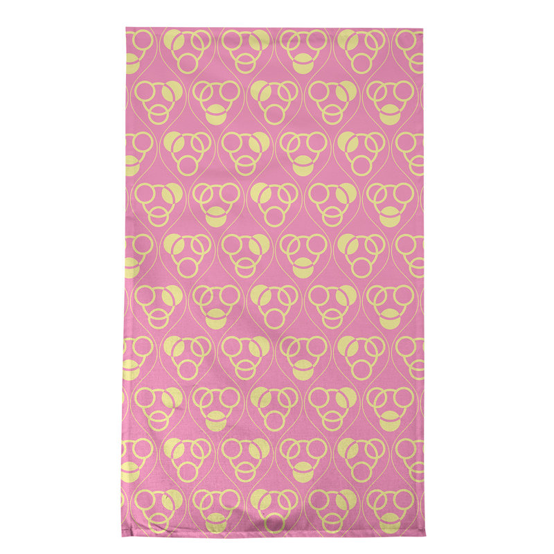 Torchon Circles and Waves, Rose/jaune, Croisé en coton