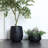 Textured Round Planter, Matte Black Garden Flower Pot with Drainage Hole-294393612