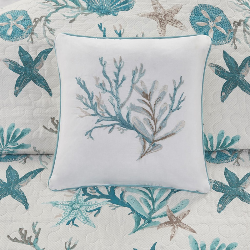 Ensemble de courtepointe en coton 6 pièces, Courtepointe double + 5 pièces supplémentaires, Turquoise