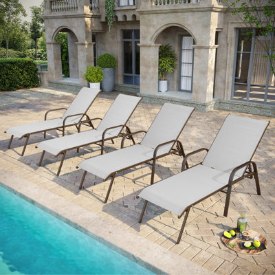 Outdoor Metal Chaise Lounge Set (Set of 4)