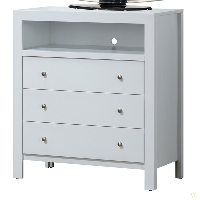 Elegant  Transitional Media Chest, White